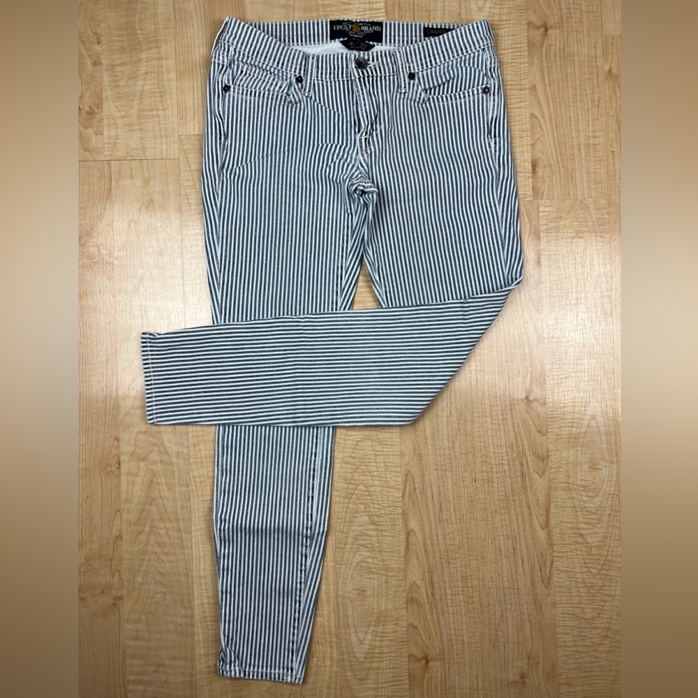 Lucky Brand Women’s 4/27 Charlie Skinny Rail Stripe Jeans Pants EUC